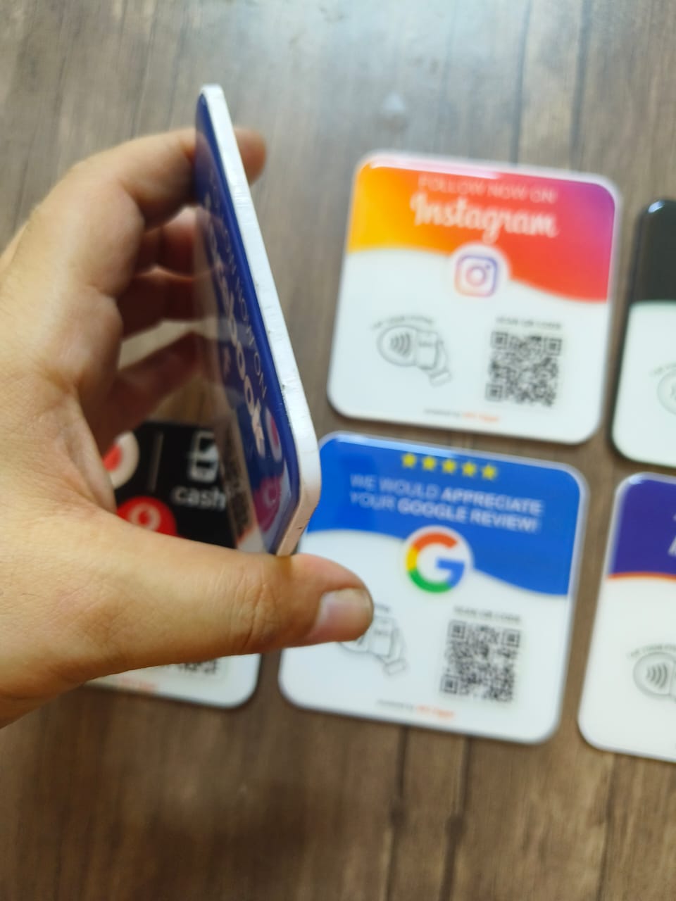 Coaster resin epoxy 10x10cm NFC + Qr Dynamic changeable