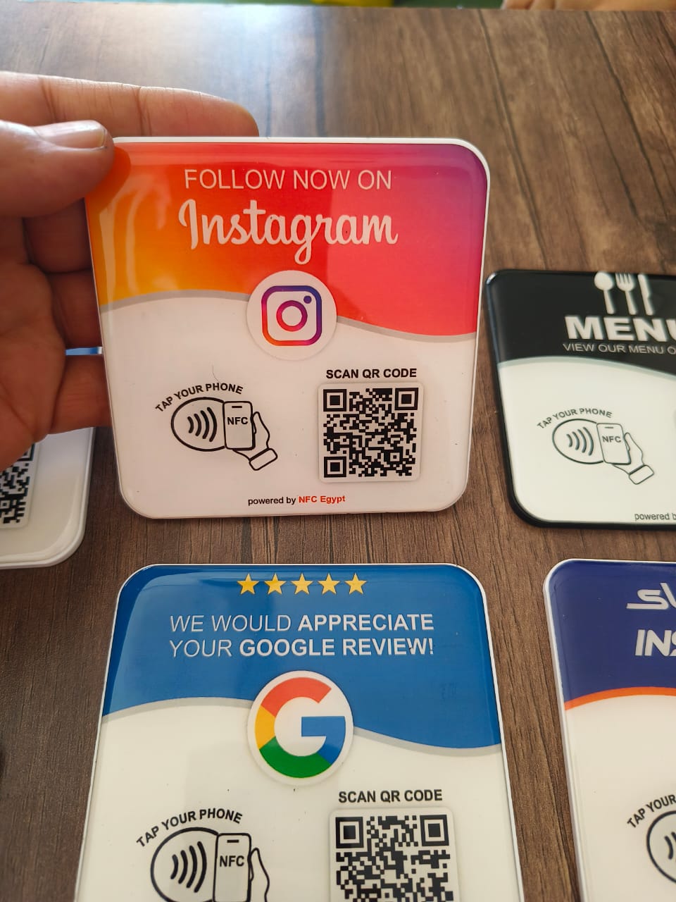 Coaster resin epoxy 10x10cm NFC + Qr Dynamic changeable
