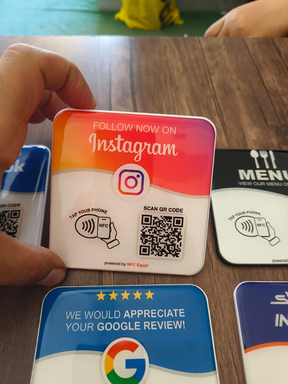 Coaster resin epoxy 10x10cm NFC + Qr Dynamic changeable