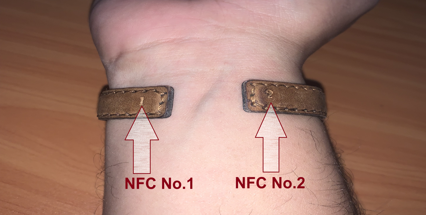 NFC Egypt Wristband Metal Bracelet Leather coated- 13.56 MHZ